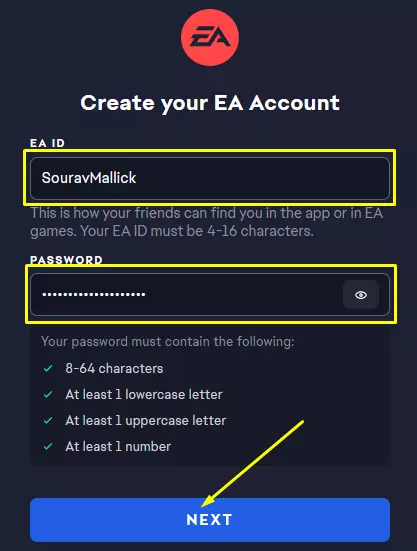 Set your EA ID or Password